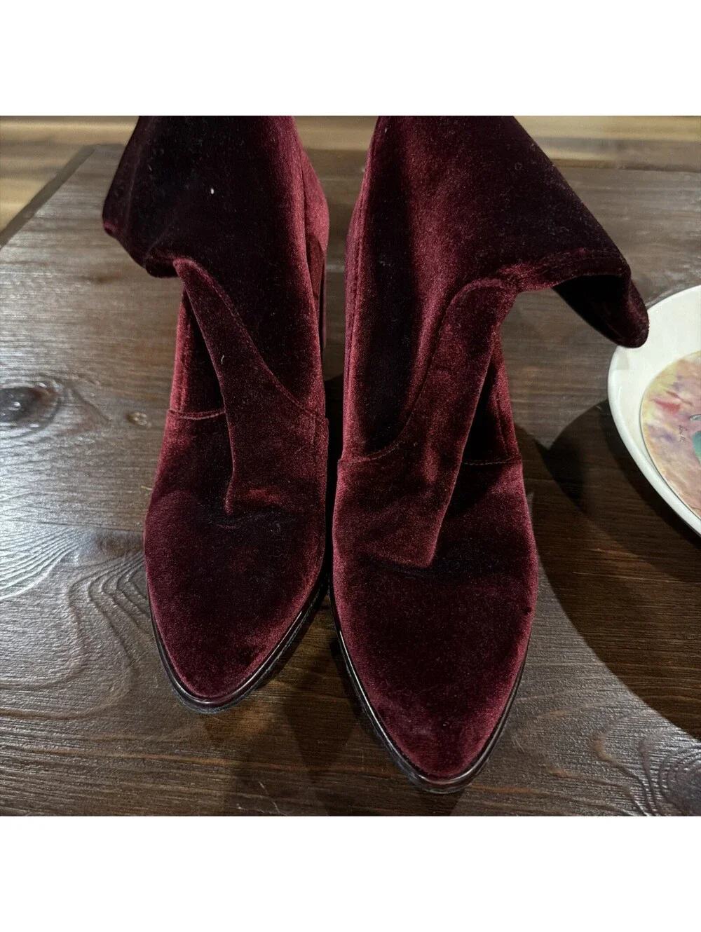 Stuart Weitzman Burgundy Velvet Ankle Boots